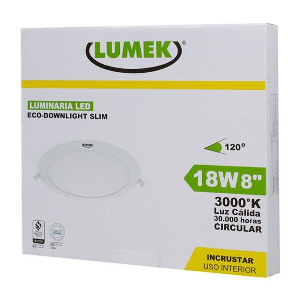 Luminaria Led Eco Downlight Bc8 18W 3000k Incrustar