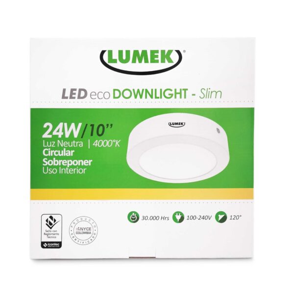 Luminaria Led Eco Downlight Bc10 Slim 24W 4000K