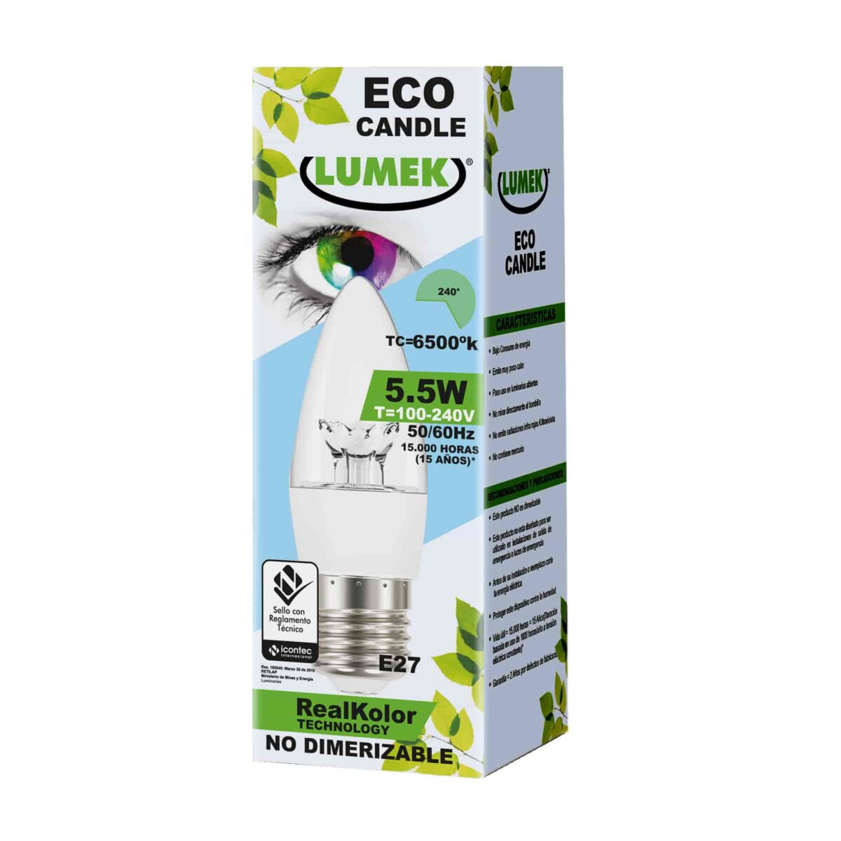 068LUK018 LED ECO VELA 6.5W 6500K 100-240V E27 - Imagen 1